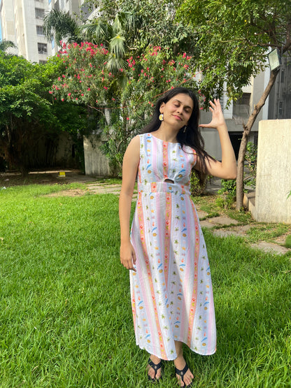 Pastel stripes maxi dress