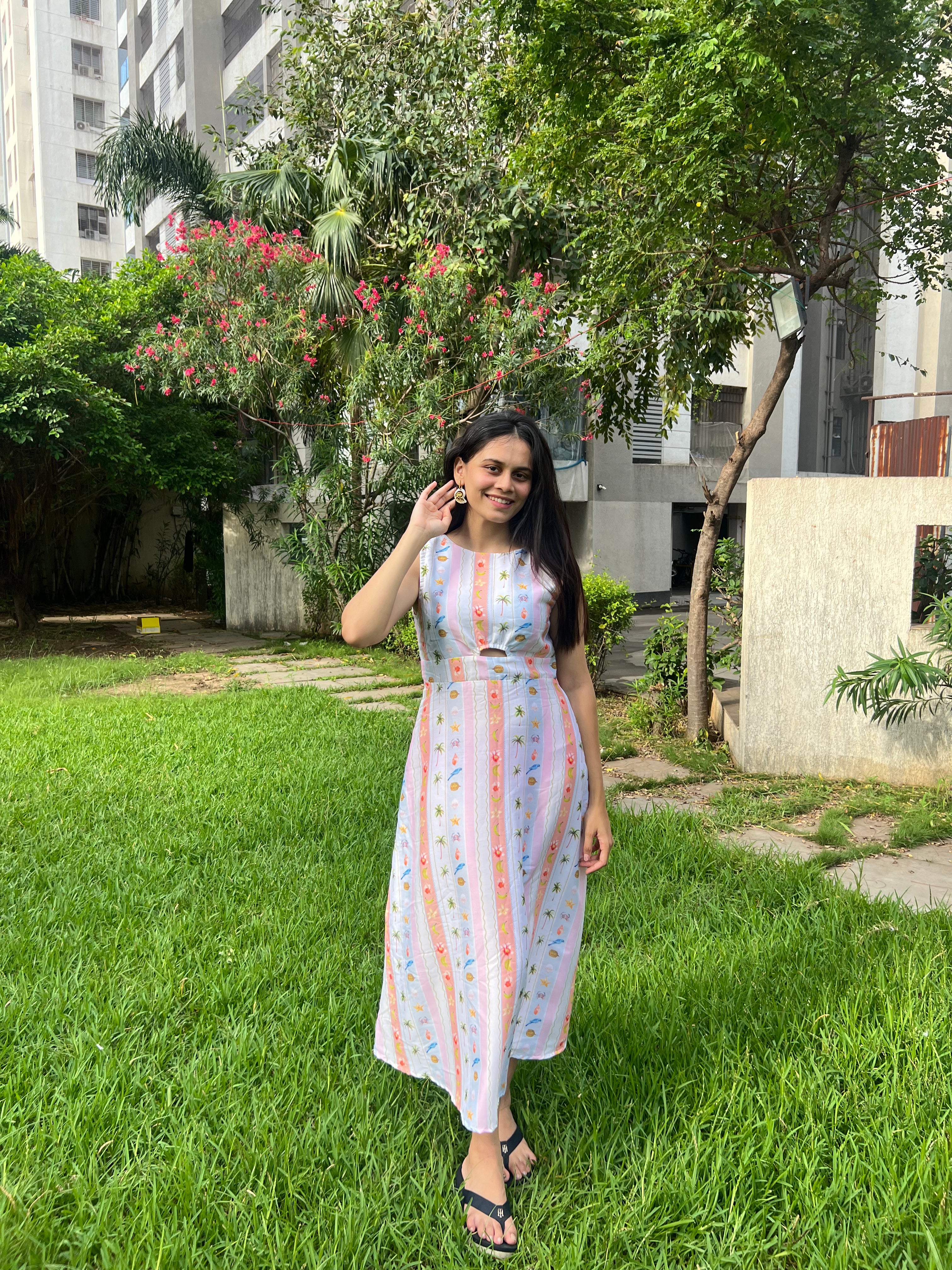 Pastel stripes maxi dress