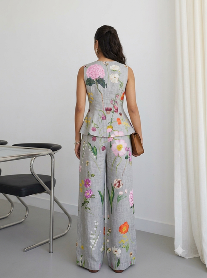 Botanical Floral Peplum Co-Ord Set