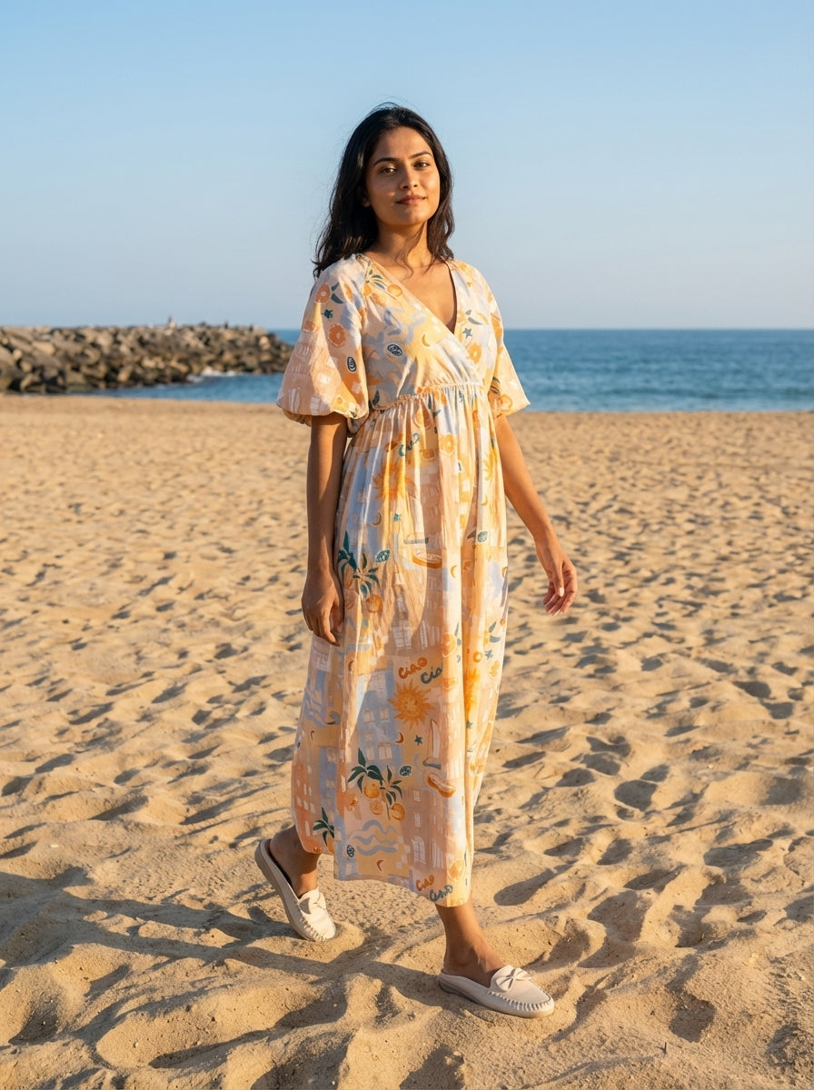 Elegant Floral Printed Maxi Dress