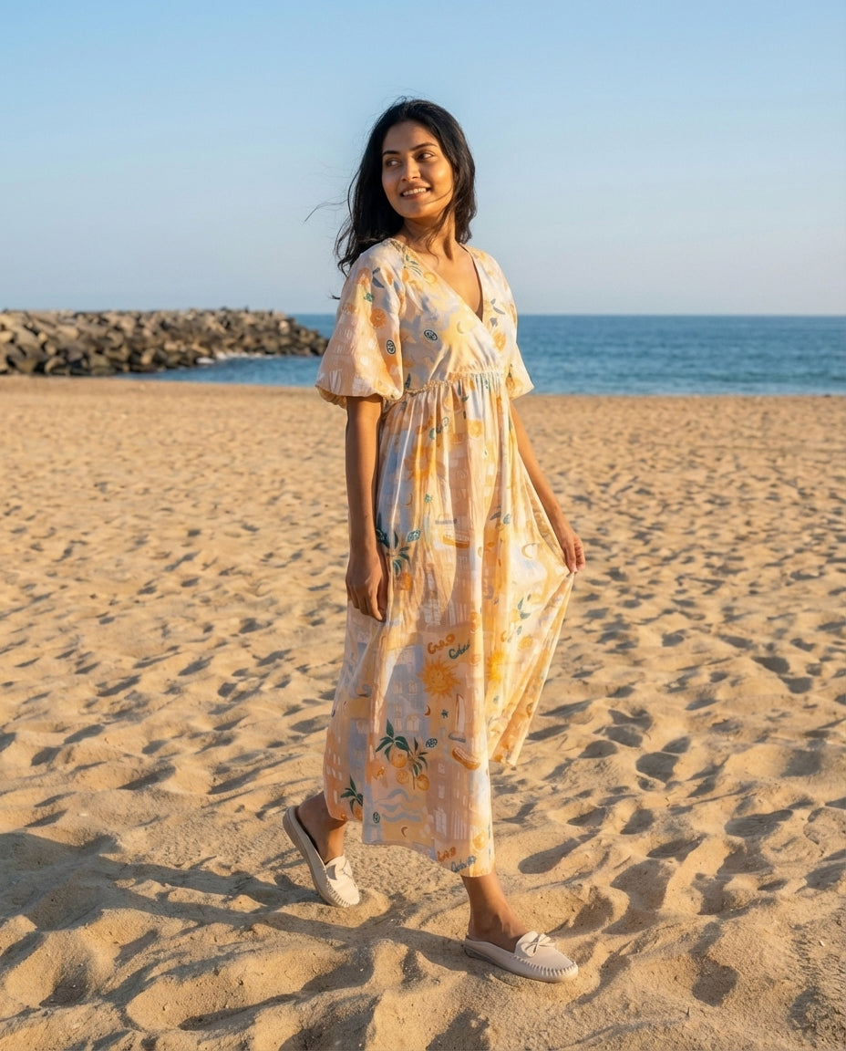 Elegant Floral Printed Maxi Dress