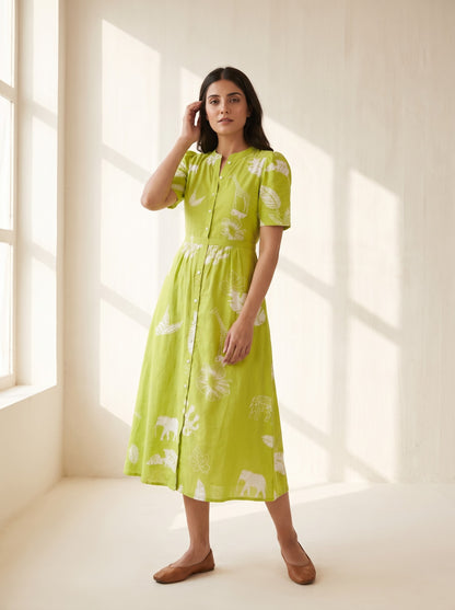 Lime Blossom Midi Dress