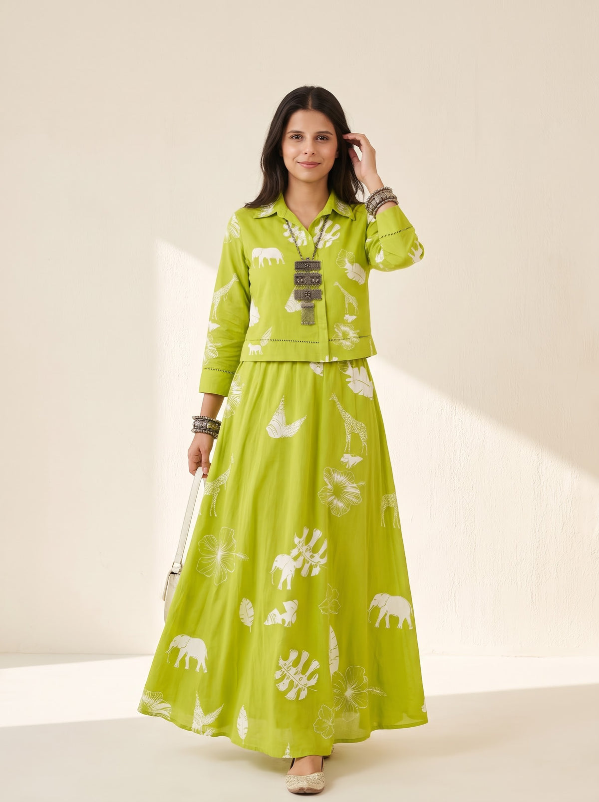 Lime Blossom Skirt Set