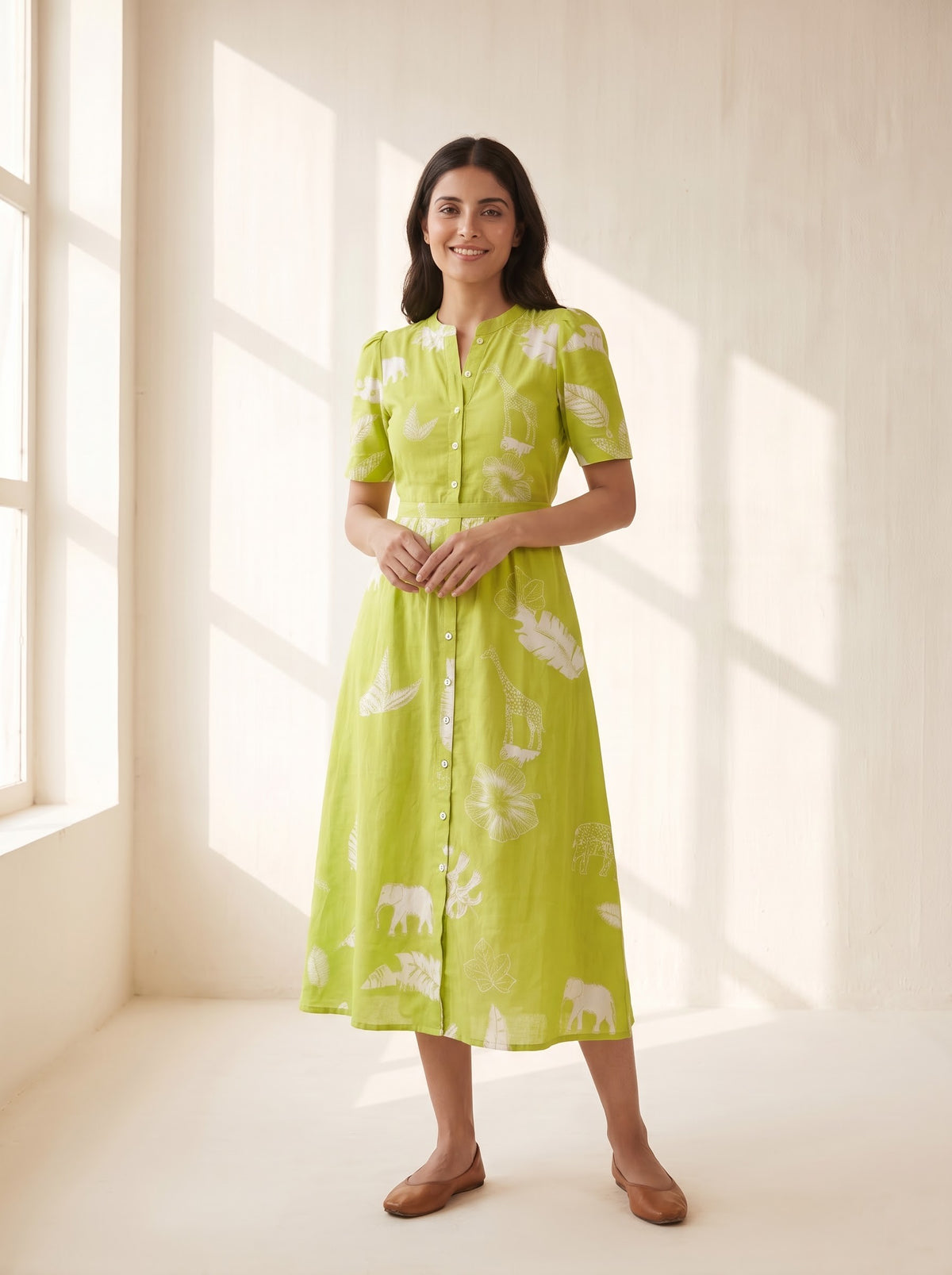Lime Blossom Midi Dress