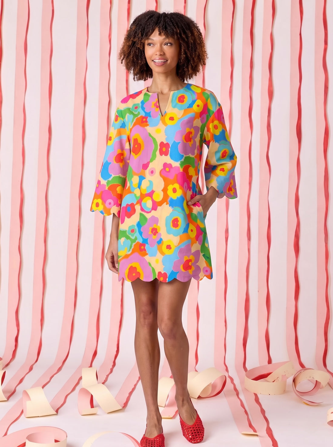 Multicolor Retro Floral Print Mini Dress