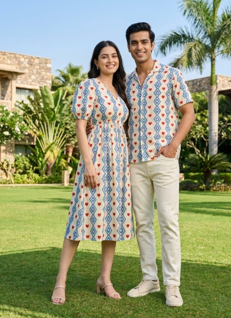 Heart Print Coordinated Outfit Couple Set