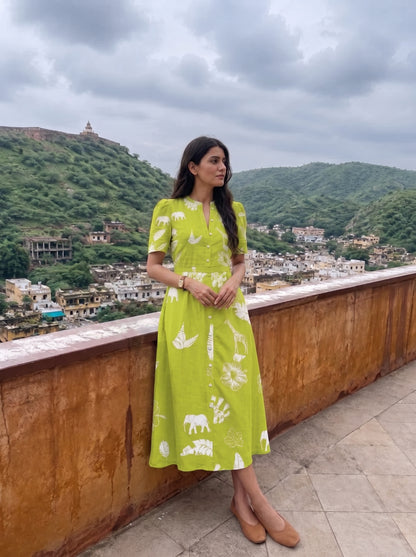 Lime Blossom Midi Dress