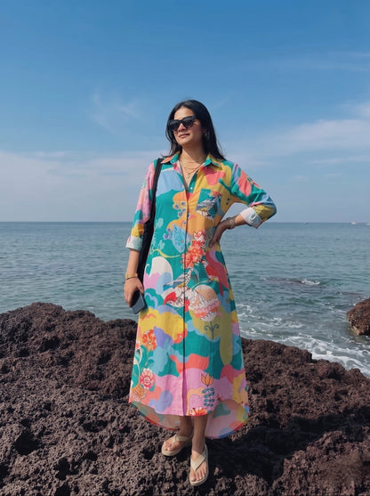 Aquamarine Shirt Midi Dress