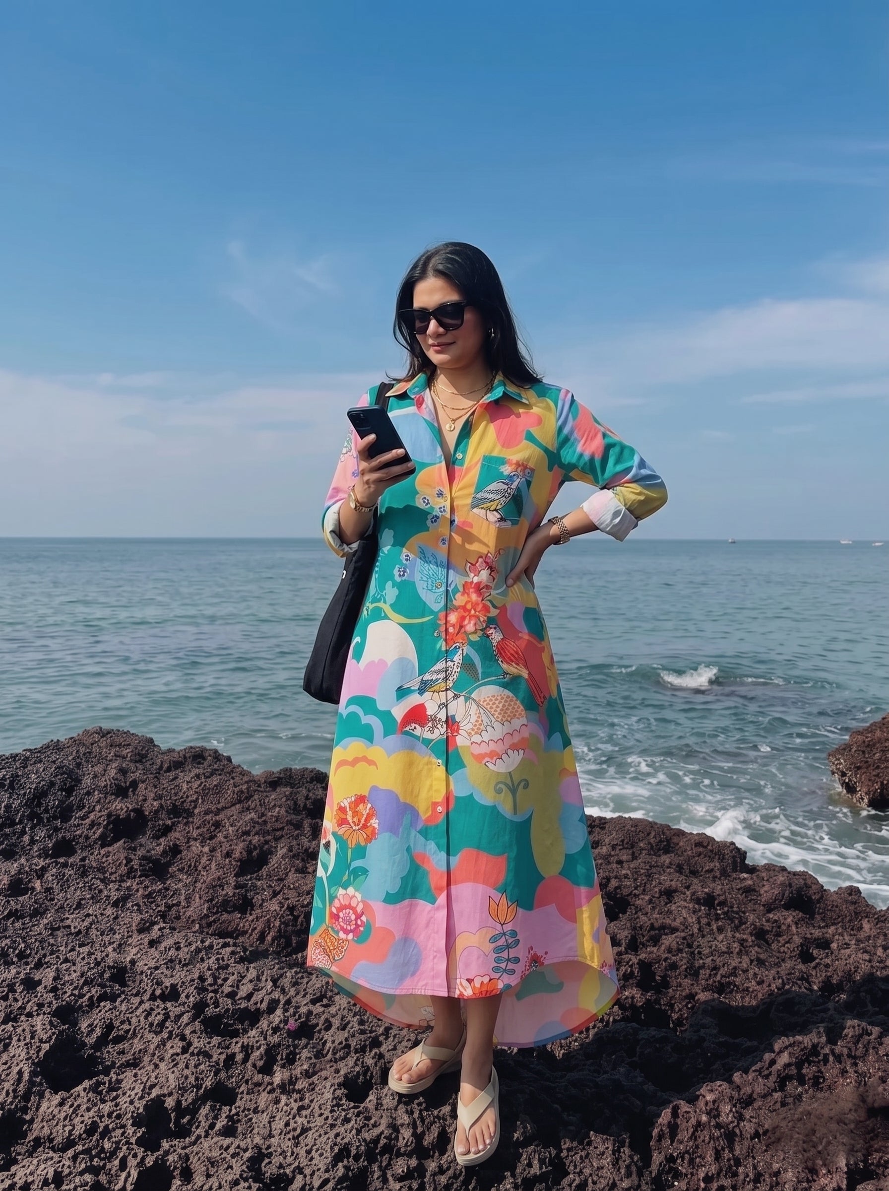 Aquamarine Shirt Midi Dress
