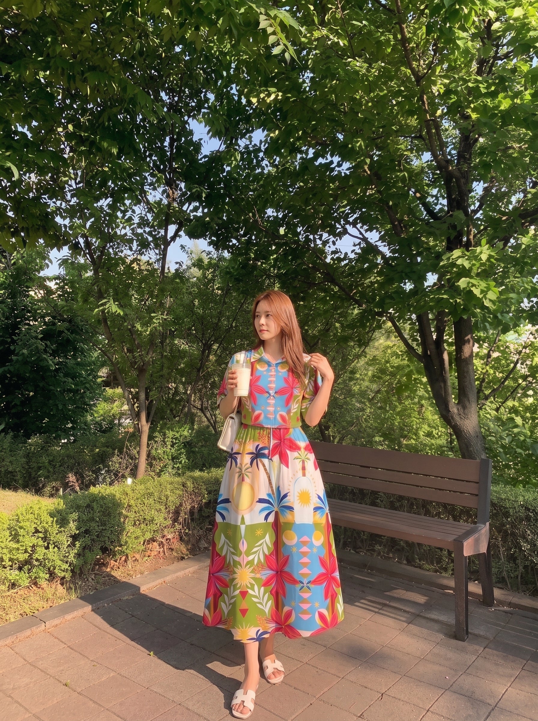 Multicolor Tropical Skirt Set
