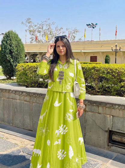 Lime Blossom Skirt Set