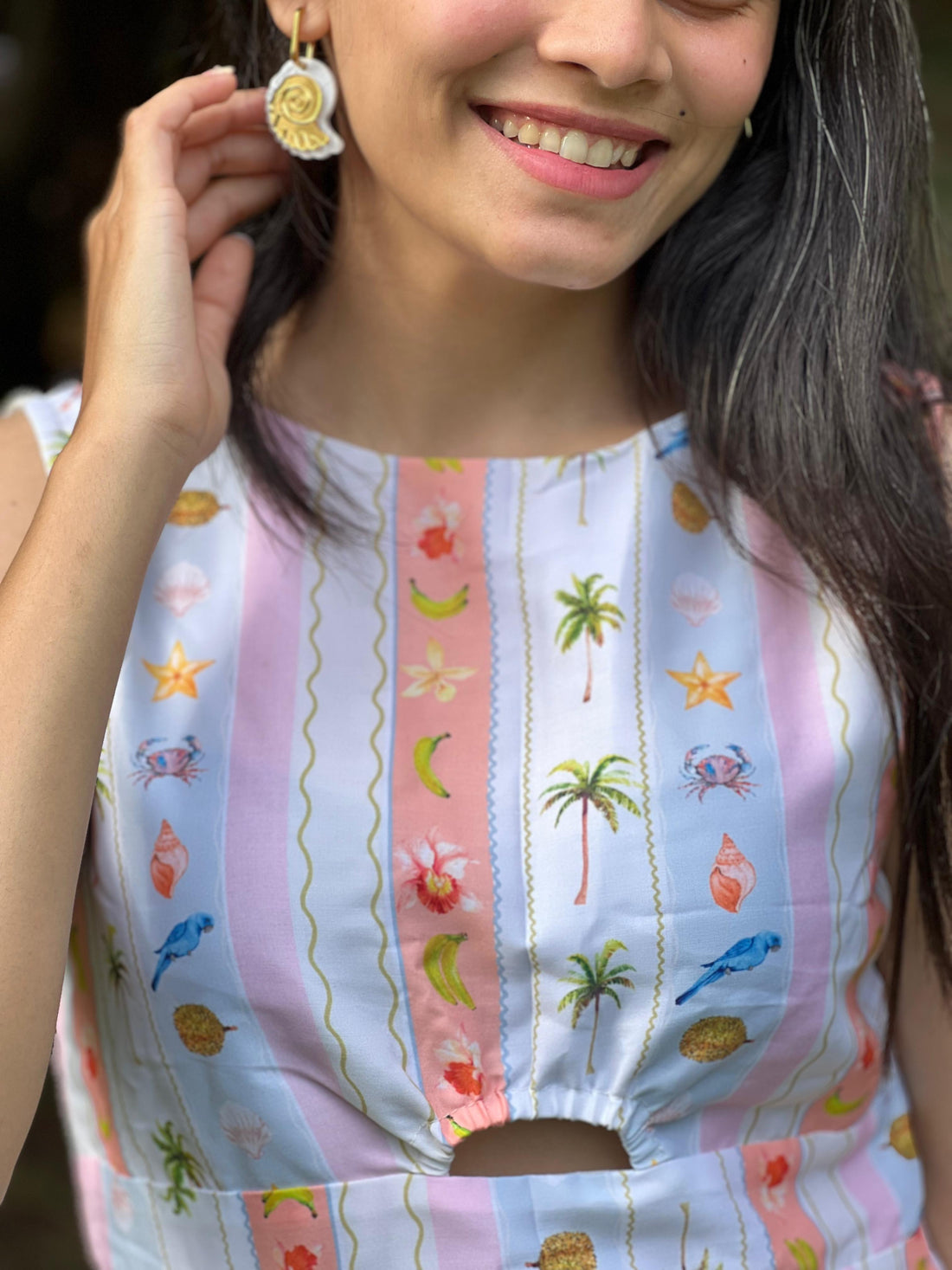 Summer strip maxi dress