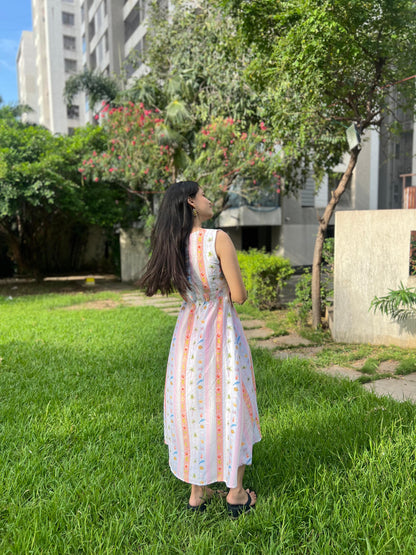 Summer strip maxi dress