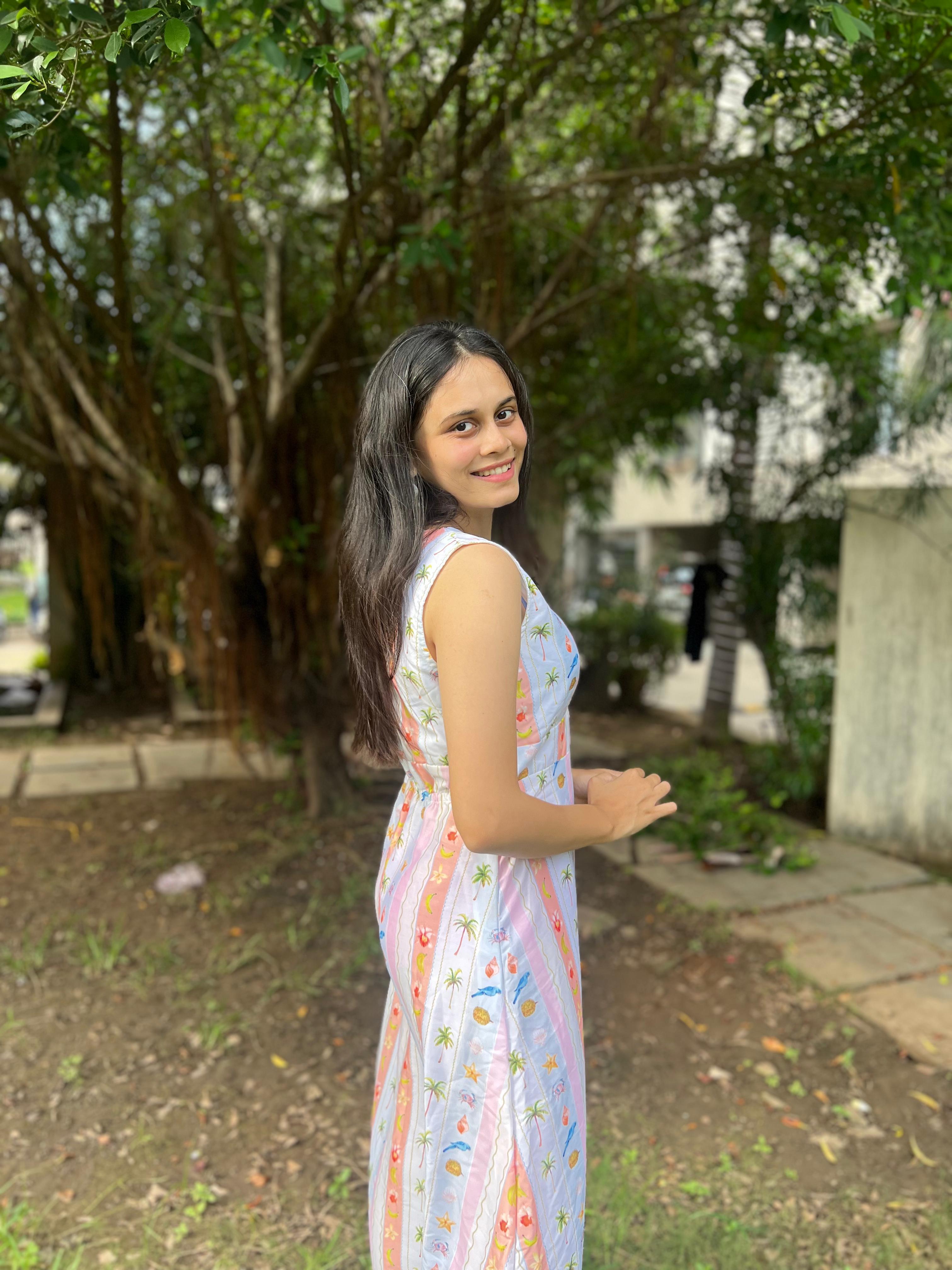 Summer strip maxi dress