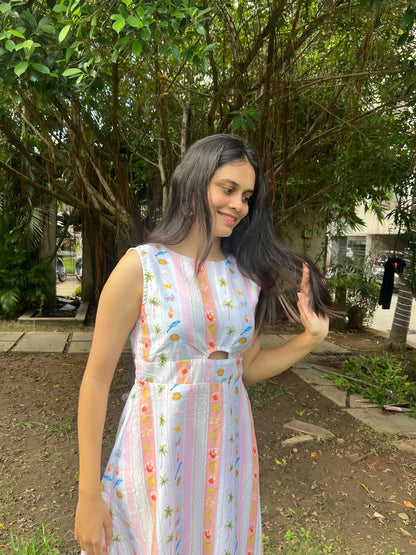 Summer strip maxi dress