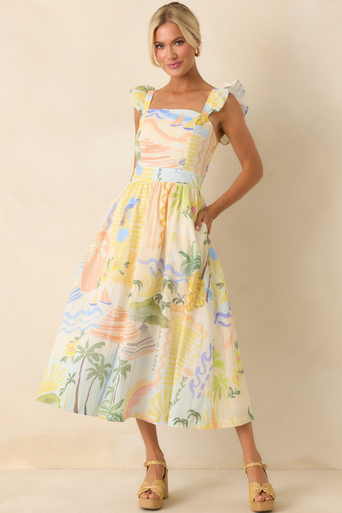 Prosperina Tropical Printed Midi Dress