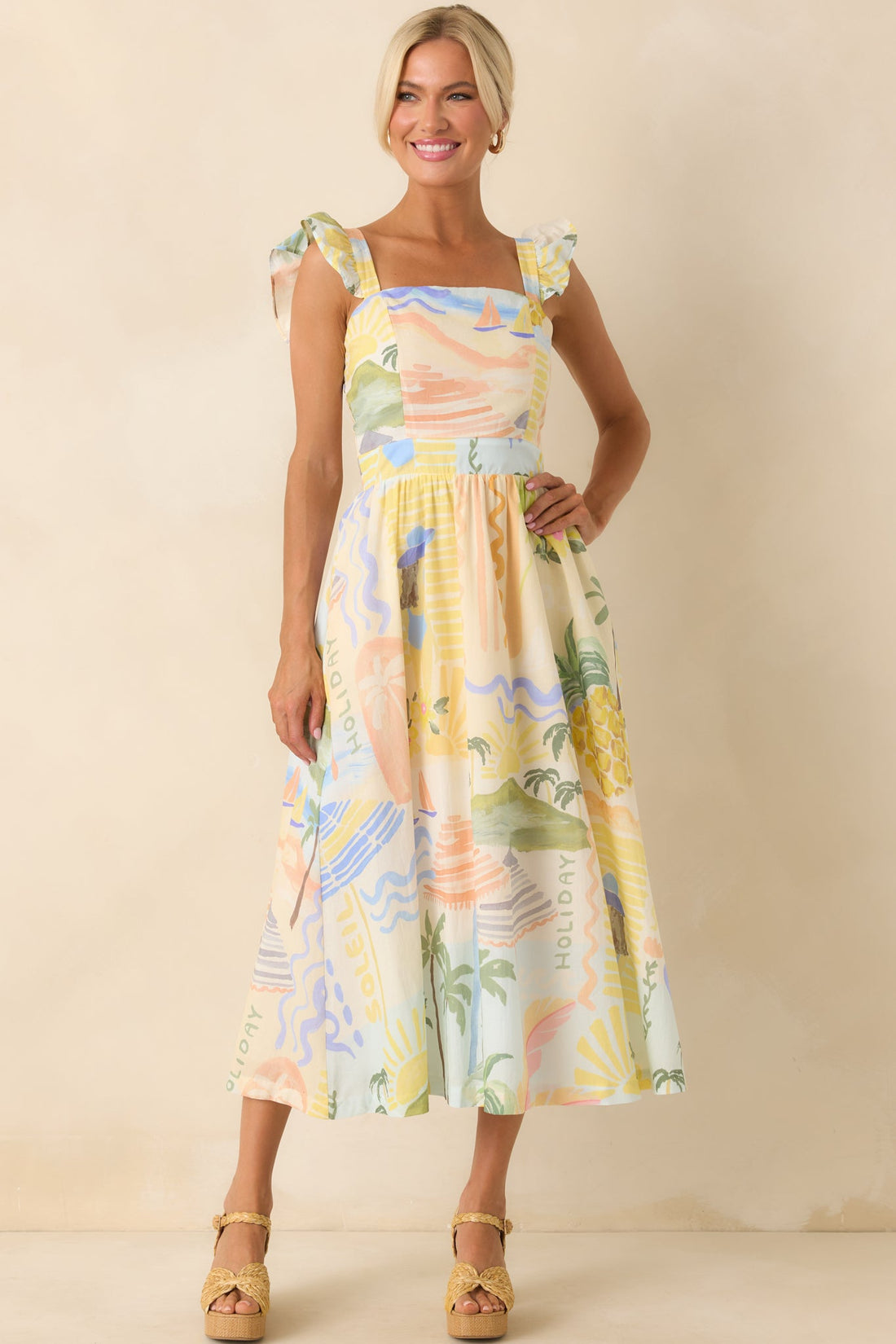 Prosperina Tropical Printed Midi Dress