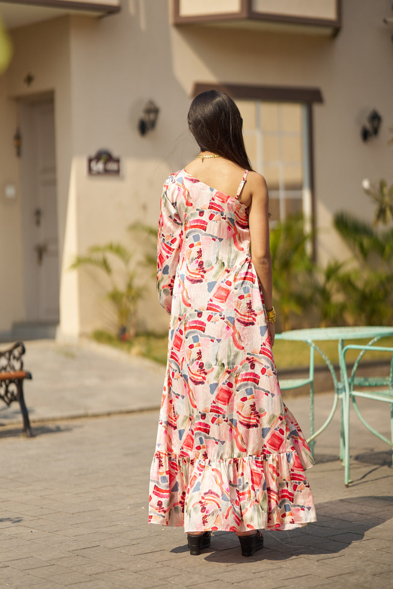 Artistic long frill dress